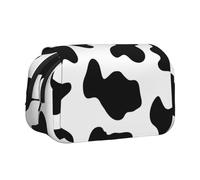DCEHGEW Cow spot Printed Flip Pencil Case with 2 Compartments, Large Capacity, Portable Stationery Organizer for School, Travel and Art