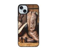 DCEHGEW Cowboy Black Hat Western Boots Prints Phone Case for iPhone 15 6.1 inch, TPU Shockproof Phone Cover Case, Supports Wireless Charging, with Lens Protection