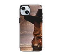 DCEHGEW Cowboy Black Hat Western Boots Prints Phone Case for iPhone 15 Pro Max 6.7 Inch, TPU Shockproof Phone Cover Case, Supports Wireless Charging, with Lens Protection