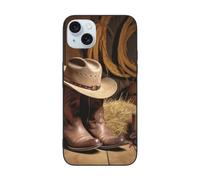 DCEHGEW Cowboy Hat Western Boot Prints Phone Case for iPhone 15 6.1 inch, TPU Shockproof Phone Cover Case, Supports Wireless Charging, without Lens Protection