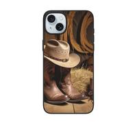 DCEHGEW Cowboy Hat Western Boot Prints Phone Case for iPhone 15 Pro Max 6.7 Inch, TPU Shockproof Phone Cover Case, Supports Wireless Charging, with Lens Protection