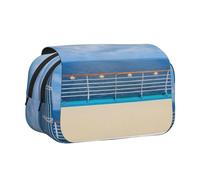 DCEHGEW Cruise Ship Printed Flip Pencil Case with 2 Compartments, Large Capacity, Portable Stationery Organizer for School, Travel and Art