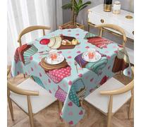 DCEHGEW Cupcake Pattern Prints Square Tablecloth 152x152 CM, Waterproof Fabric Table Cloth for Dining Table, Farmhouse Table Cover for Kitchen Dining Tabletop Decoration