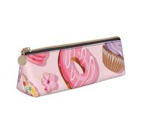 DCEHGEW Cupcakes Donuts Muffins Sugar Printed Zipper Pencil Case Cute Stationery Organizer PVC Leather Triangle Makeup Bag Pen Pouch