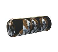 DCEHGEW Cute Basset Hound Puppies Pattern Cylindrical Pencil Case for Students Gift, Gold Zipper Round Tube Pen Pouch for School Office Travel, Adults Cosmetic Makeup Bag