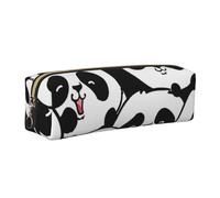 DCEHGEW Cute Cartoon Panda Printed Leather Pencil Case Cute Stationery Organizer Simple Makeup Bag Pen Pouch, Gold Zipper