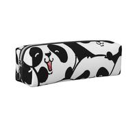 DCEHGEW Cute Cartoon Panda Printed Leather Pencil Case Cute Stationery Organizer Simple Makeup Bag Pen Pouch, Silver Zipper