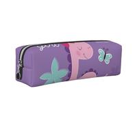 DCEHGEW Cute Dinosaur Printed Leather Pencil Case Cute Stationery Organizer Simple Makeup Bag Pen Pouch, Silver Zipper