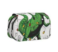 DCEHGEW Cute Dinosaur with Santa Hat Printed Flip Pencil Case with 2 Compartments, Large Capacity, Portable Stationery Organizer for School, Travel and Art