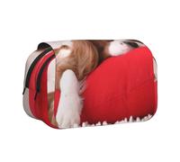 DCEHGEW Cute Dog Sleeping Printed Flip Pencil Case with 2 Compartments, Large Capacity, Portable Stationery Organizer for School, Travel and Art