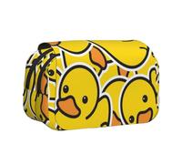 DCEHGEW Cute Duck Animal Printed Flip Pencil Case with 2 Compartments, Large Capacity, Portable Stationery Organizer for School, Travel and Art