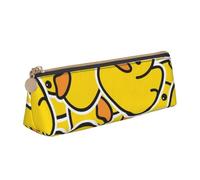 DCEHGEW Cute Duck Animal Printed Zipper Pencil Case Cute Stationery Organizer PVC Leather Triangle Makeup Bag Pen Pouch