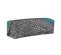 DCEHGEW Cute Fish Printed Leather Pencil Case Cute Stationery Organizer Simple Makeup Bag Pen Pouch, Silver Zipper