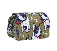 DCEHGEW Cute French Bulldog Printed Flip Pencil Case with 2 Compartments, Large Capacity, Portable Stationery Organizer for School, Travel and Art