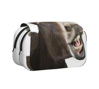 DCEHGEW Cute Funny Donkey Printed Flip Pencil Case with 2 Compartments, Large Capacity, Portable Stationery Organizer for School, Travel and Art