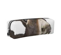 DCEHGEW Cute Funny Donkey Printed Leather Pencil Case Cute Stationery Organizer Simple Makeup Bag Pen Pouch, Silver Zipper