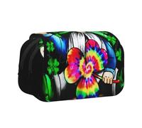 DCEHGEW Cute Gnome Printed Flip Pencil Case with 2 Compartments, Large Capacity, Portable Stationery Organizer for School, Travel and Art
