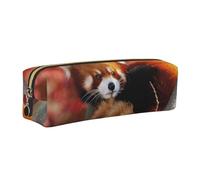 DCEHGEW Cute Little Panda Printed Leather Pencil Case Cute Stationery Organizer Simple Makeup Bag Pen Pouch, Gold Zipper