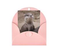 DCEHGEW Cute Otter Personalized Christmas Thanksgiving Greeting Card 6x4 inches with Pink Envelope for Business Wedding Birthday Housewarming Holiday Card for Family Friends Teachers 1 pc
