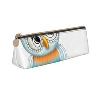 DCEHGEW Cute Owl Printed Zipper Pencil Case Cute Stationery Organizer PVC Leather Triangle Makeup Bag Pen Pouch