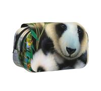 DCEHGEW Cute Pandas Printed Flip Pencil Case with 2 Compartments, Large Capacity, Portable Stationery Organizer for School, Travel and Art