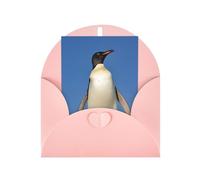 DCEHGEW Cute Penguin Personalized Christmas Thanksgiving Greeting Card 6x4 inches with Pink Envelope for Business Wedding Birthday Housewarming Holiday Card for Family Friends Teachers 1 pc