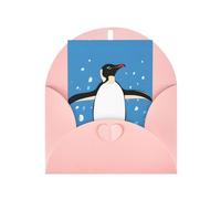 DCEHGEW Cute Penguin Personalized Christmas Thanksgiving Greeting Card 6x4 inches with Pink Envelope for Business Wedding Birthday Housewarming Holiday Card for Family Friends Teachers 1 pc