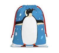 DCEHGEW Cute Penguin Soft Drawstring Gift Wrapping Bags, Reusable Polyester Pouch Storage Bag for Christmas, Halloween, Party Favors, Jewelry, Small Size: 7.9x10.6 inches