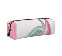 DCEHGEW Cute Pink Stork Printed Leather Pencil Case Cute Stationery Organizer Simple Makeup Bag Pen Pouch, Gold Zipper