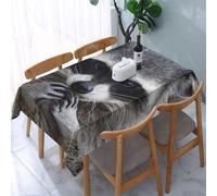DCEHGEW Cute Raccoon Prints Rectangle Tablecloth 137x183 cm, Waterproof Fabric Table Cloth for Dining Table, Farmhouse Table Cover for Kitchen Dining Tabletop Decoration