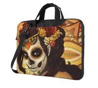 DCEHGEW Day Of The Dead Sugar Horror Skull Face Art Printed Laptop Bag 14 inch, Triple-Layers Protection Shockproof Crossbody Laptop Shoulder Bag for Men Women