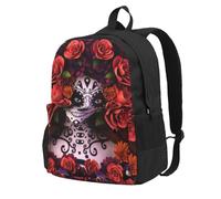 DCEHGEW Day Of The Dead Sugar Horror Skull Printed Travel Laptop Backpack, Lightweight School Bag for Hiking and Casual Daypack Use