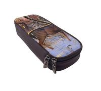 DCEHGEW Deers Picture Prints PU Leather Pencil Case, Flip-Top Zipper Pen Pouch Organizer for School Office Travel, Stationery Holder, Gift for Women Men Kids