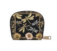 DCEHGEW Dragonflies Grey Credit Card Holder Pouch Shell Wallet Business Card Case Storage Zipper Coin Pocket Purse Xmas Gift