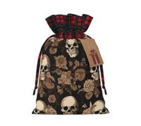 DCEHGEW Drawstring Gift Bags (gothic wallpaper skull) Print Present Wrap Bags 11.8 x 8.3 inches Reusable Pouches Cloth Storage Bag for Christmas Wedding Birthday Parties Anniversary Supplies
