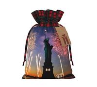 DCEHGEW Drawstring Gift Bags (Statue of Liberty Flag) Print Present Wrap Bags 4.7 x 6.9 inches Reusable Pouches Cloth Storage Bag for Christmas Wedding Birthday Parties Anniversary Supplies