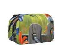 DCEHGEW Eastern Bluebird Prints Flap Pencil Case Stylish Storage Bag, Double Layer Large Capacity Pen Pouch for School Office Travel