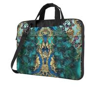DCEHGEW Elegant Peacock Printed Laptop Bag 15.6 inch, Triple-Layers Protection Shockproof Crossbody Laptop Shoulder Bag for Men Women
