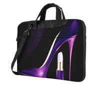 DCEHGEW Elegant Purple High Heels with Lipstick Printed Laptop Bag 15.6 inch, Triple-Layers Protection Shockproof Crossbody Laptop Shoulder Bag for Men Women