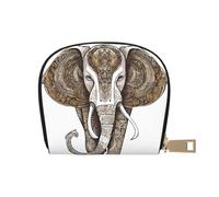 DCEHGEW Elephant with art Credit Card Holder Pouch Shell Wallet Business Card Case Storage Zipper Coin Pocket Purse Xmas Gift