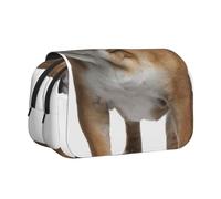 DCEHGEW English-Bulldog Prints Flap Pencil Case Stylish Storage Bag, Double Layer Large Capacity Pen Pouch for School Office Travel
