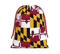 DCEHGEW Flag of Maryland Soft Drawstring Gift Wrapping Bags, Reusable Polyester Pouch Storage Bag for Christmas, Halloween, Party Favors, Jewelry, Medium Size: 11.8x15.8 inches