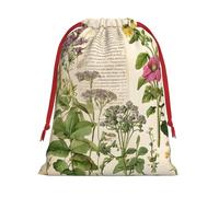 DCEHGEW floral in the old book Soft Drawstring Gift Wrapping Bags, Reusable Polyester Pouch Storage Bag for Christmas, Halloween, Party Favors, Jewelry, Medium Size: 11.8x15.8 inches