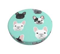DCEHGEW French Bulldog Prints Bar Stool Seat Covers 12 inch Round Elastic Stool Cover Soft Washable Slipcovers for Kitchen, Home, and Restaurant