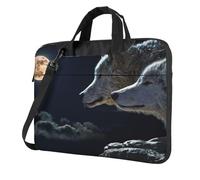 DCEHGEW Full-Moon Wolves 3D Printed Laptop Bag 13 inch, Triple-Layers Protection Shockproof Crossbody Laptop Shoulder Bag for Men Women