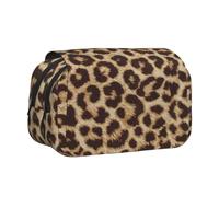DCEHGEW Fun Leopard Print Prints Flap Pencil Case Stylish Storage Bag, Double Layer Large Capacity Pen Pouch for School Office Travel