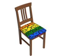 DCEHGEW Gay Pride Rainbow Pattern Prints Dining Chair Seat Covers Set 2-Pieces, Removable Washable Chair Slipcovers for Dining Room Kitchen Garden Office