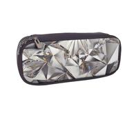 DCEHGEW Glitter Abstract Diamond Crystal Pattern Prints PU Leather Pencil Case Flip-top Zipper Pen Pouch Organizer for School, Office, Travel, Personalized Gift