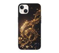DCEHGEW Gold Musical Note with Fallen Shiny Star Prints Phone Case for iPhone 14 6.1 inch, TPU Shockproof Phone Cover Case, Full - Body Protection