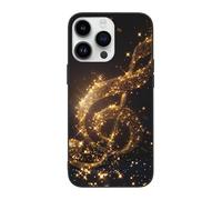 DCEHGEW Gold Musical Note with Fallen Shiny Star Prints Phone Case for iPhone 14 Pro 6.1 inch, TPU Shockproof Phone Cover Case, Full - Body Protection